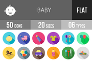 50 Baby Flat Shadowed Icons