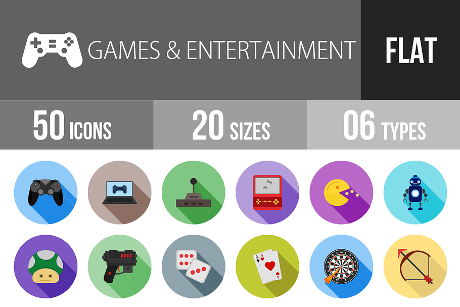 50 Games Flat Shadowed  Icons in Graphics - product preview 8