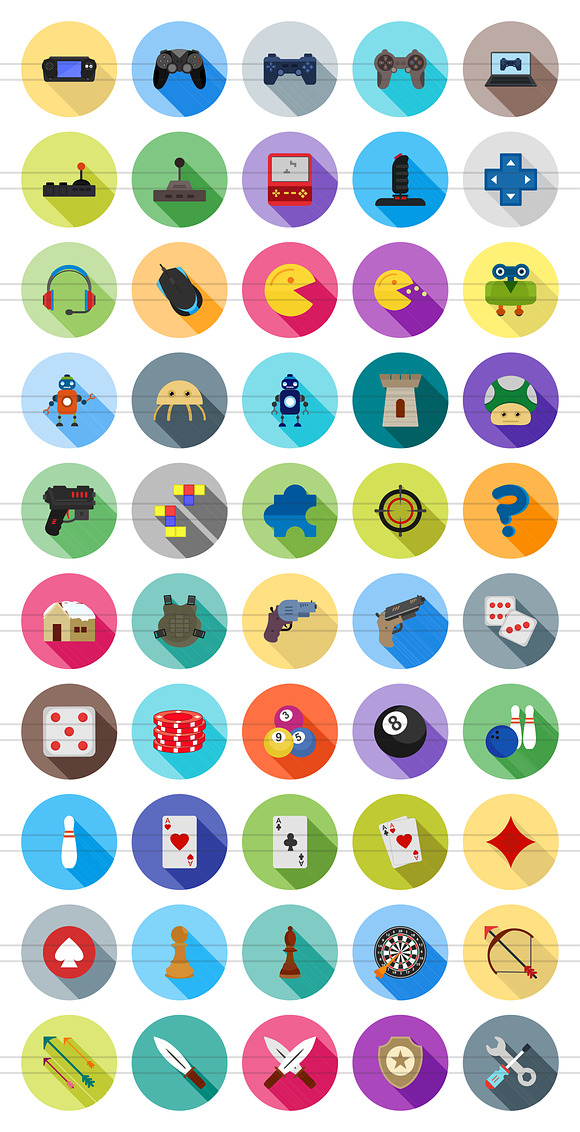 50 Games Flat Shadowed  Icons in Graphics - product preview 1
