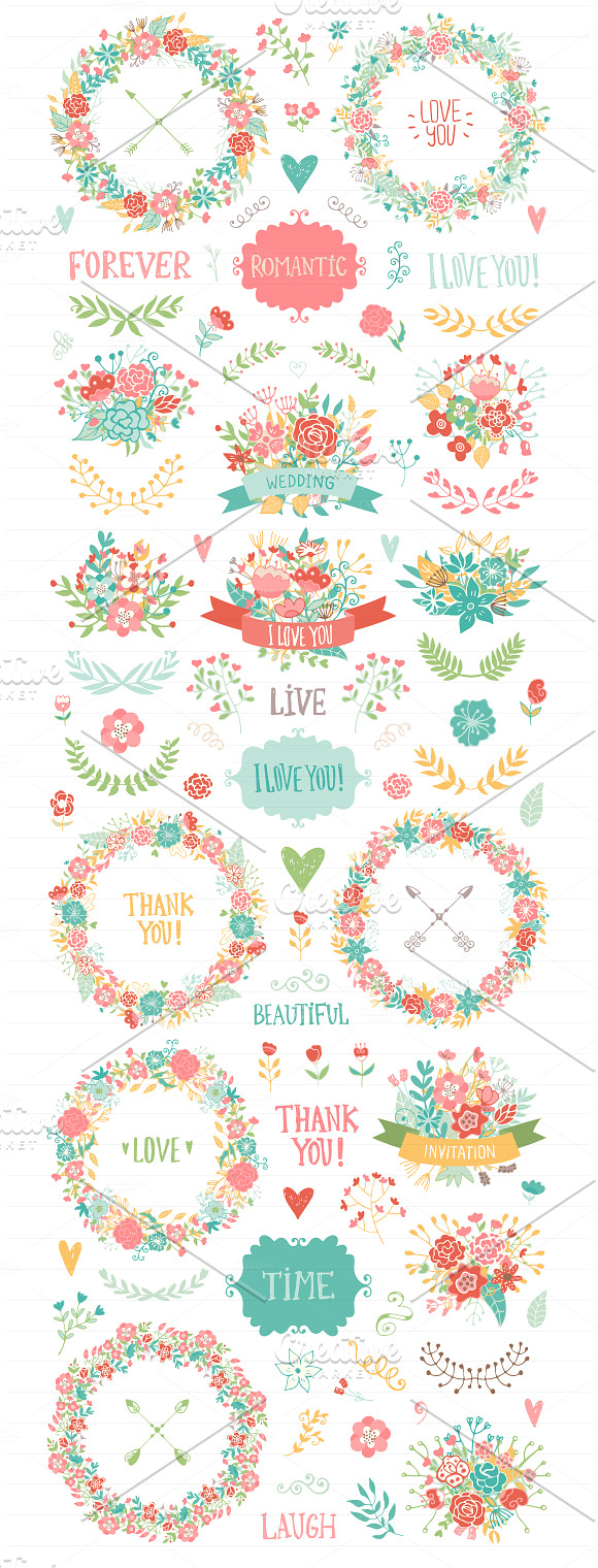 200 Wedding Floral Romantic Bundle in Objects - product preview 1