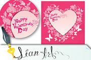 Floral card with heart frame