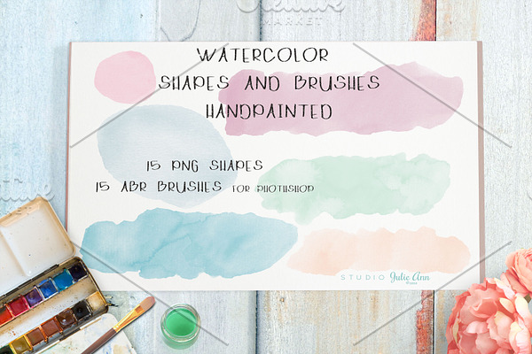 Watercolor Shapes Splotches Brushes