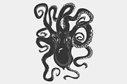 Black danger cartoon octopus