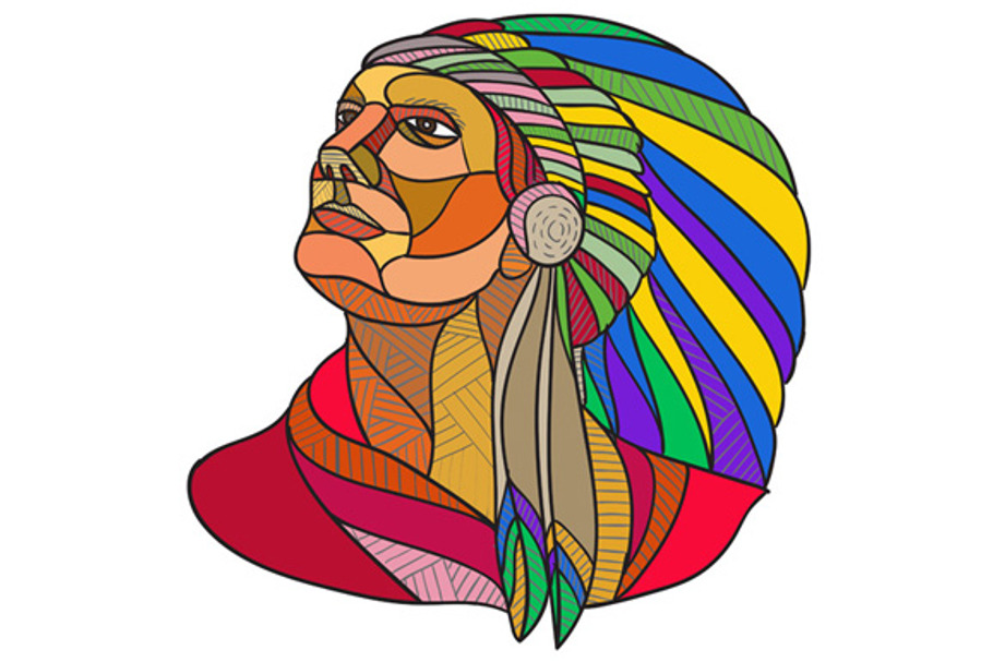 Native American Indian Chief in Illustrations - product preview 8