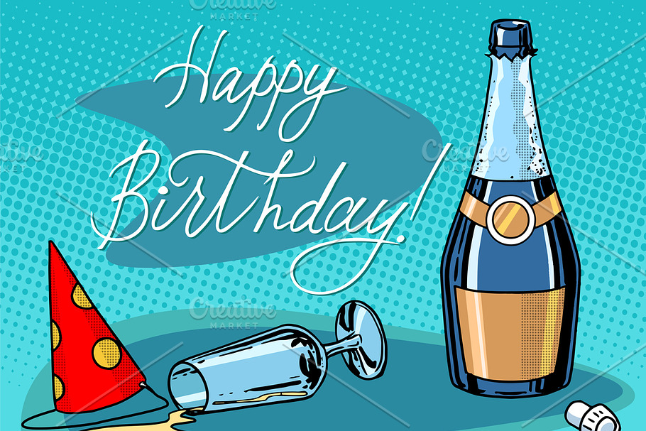 Happy birthday champagne party in Illustrations - product preview 8