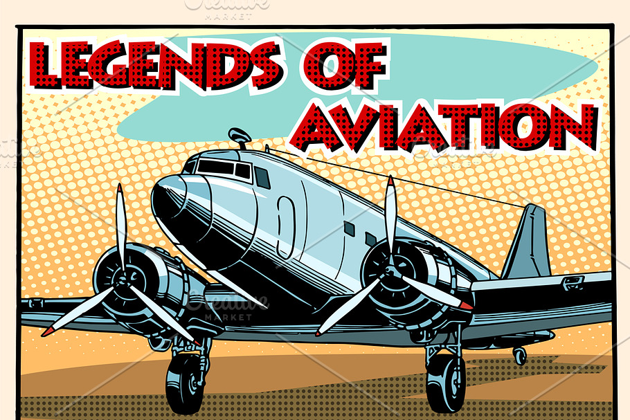 Legends of aviation retro airplane in Illustrations - product preview 8
