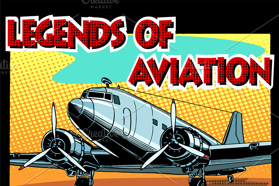 Legends of aviation retro airplane in Illustrations - product preview 8