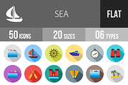 50 Sea Flat Shadowed Icons