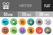 50 Hipster Flat Shadowed Icons