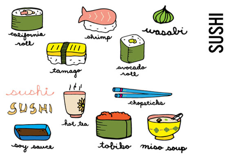 Sushi Doodle Clip Art in Illustrations - product preview 8