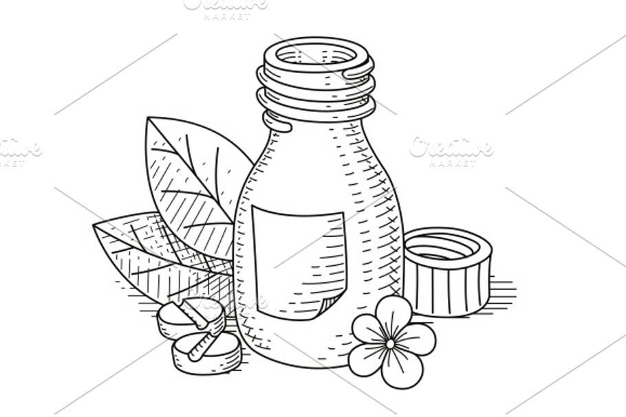 Jar with pill in Illustrations - product preview 8