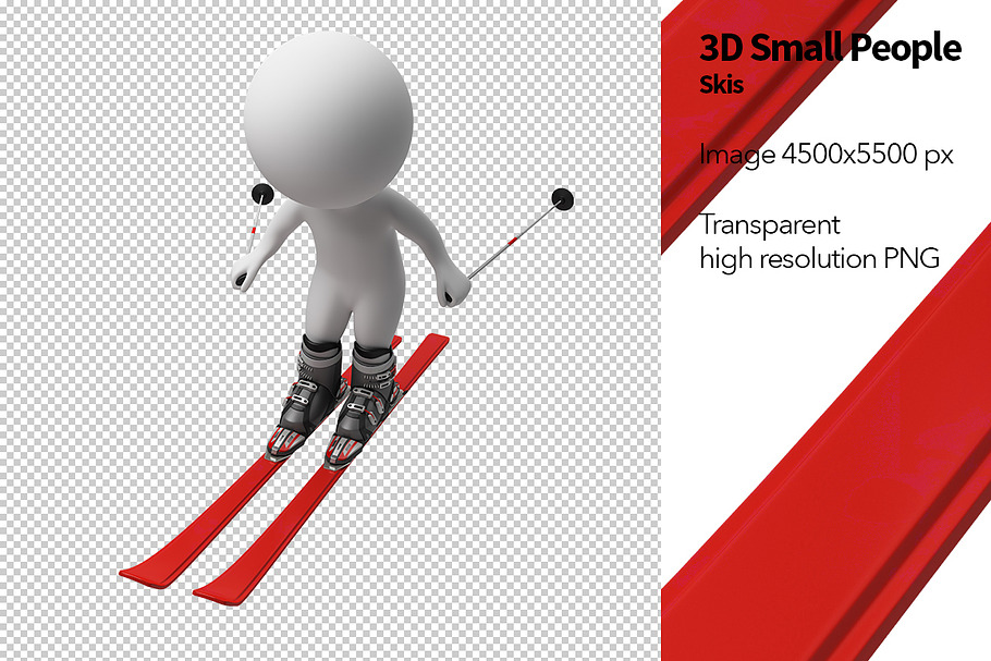 3D Small People - Skis in Illustrations - product preview 8