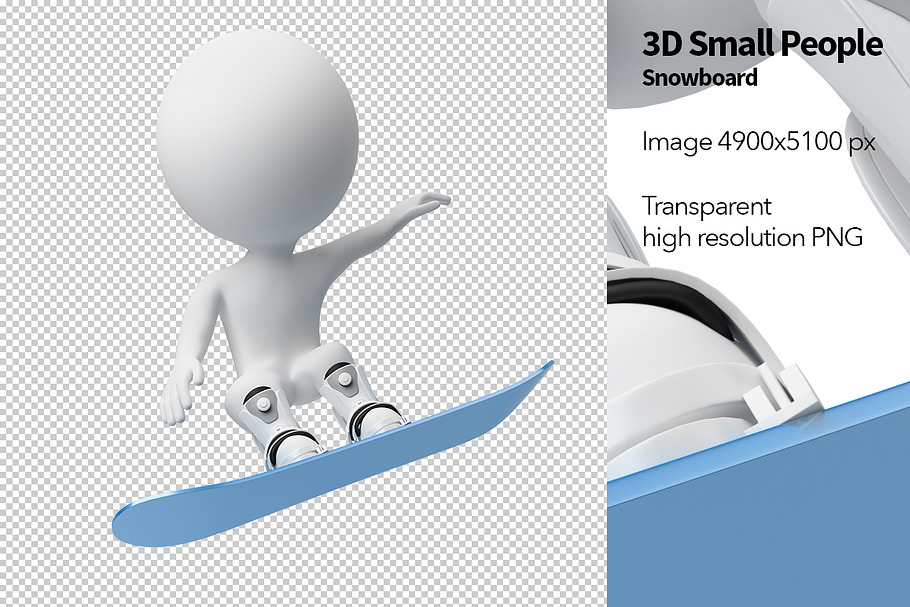 3D Small People - Snowboard in Illustrations - product preview 8