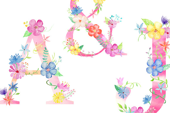 Pink Floral Alphabet A to Z in Objects - product preview 1