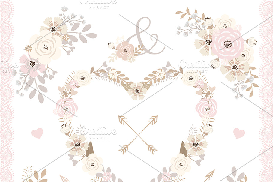 Vector shabby chic floral clip arts
