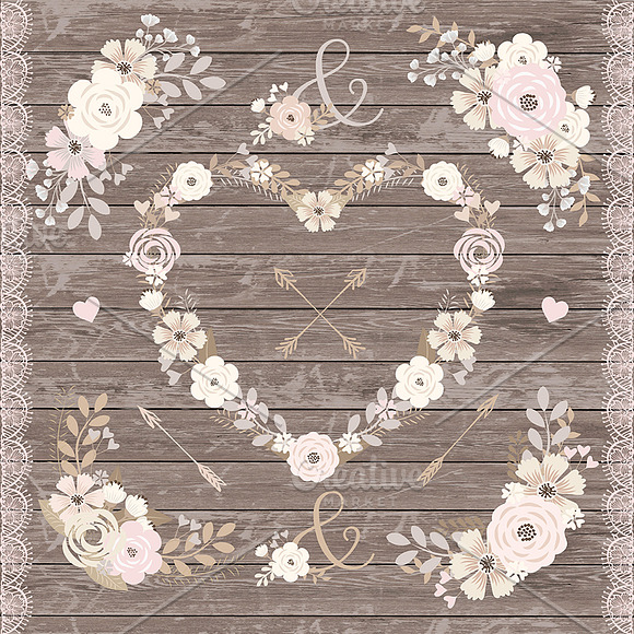 Vector shabby chic floral clip arts in Illustrations - product preview 1