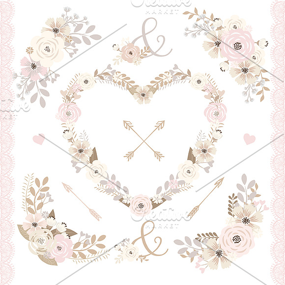 Vector rustic flower elements in Illustrations - product preview 1