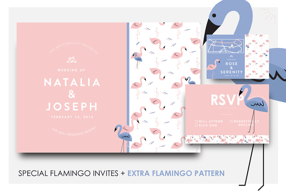 Beautiful flamingo wedding invites in Wedding Templates - product preview 8