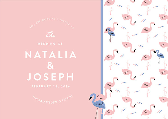 Beautiful flamingo wedding invites in Wedding Templates - product preview 1