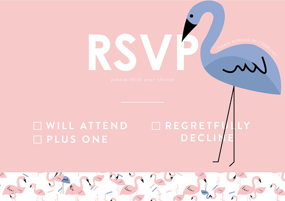Beautiful flamingo wedding invites in Wedding Templates - product preview 2