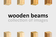 Wooden beams. Collection of images