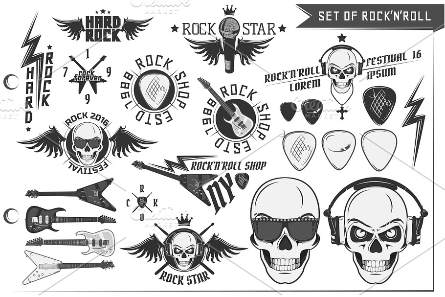 24 in1 Rock and Roll design elements