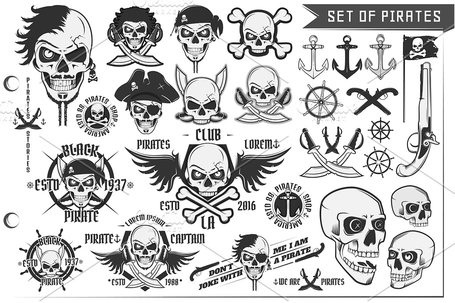 30 in 1 Pirates design elements