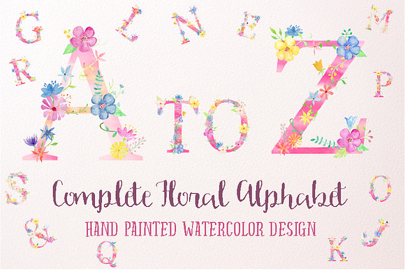 Pink Floral Alphabet A to Z in Objects - product preview 3