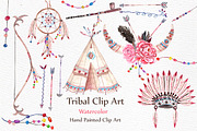 Watercolor Tribal clip art set