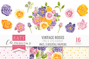 Vintage Roses clip art & papers