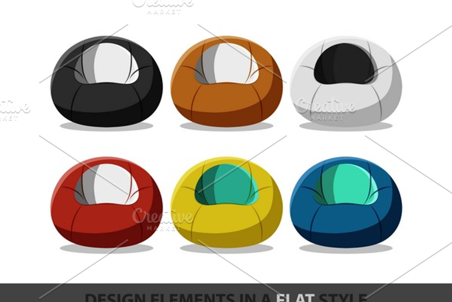 Flexible seat beanbag in flat style in Objects - product preview 8