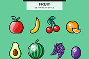 Fruit set in flat style