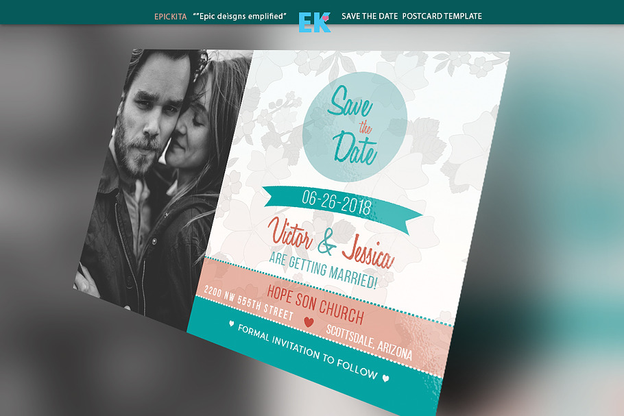 Save the Date Postcard Template in Postcard Templates - product preview 8