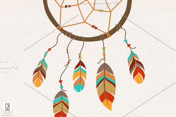 Dream catcher, buffalo skull, arrows in Illustrations - product preview 2