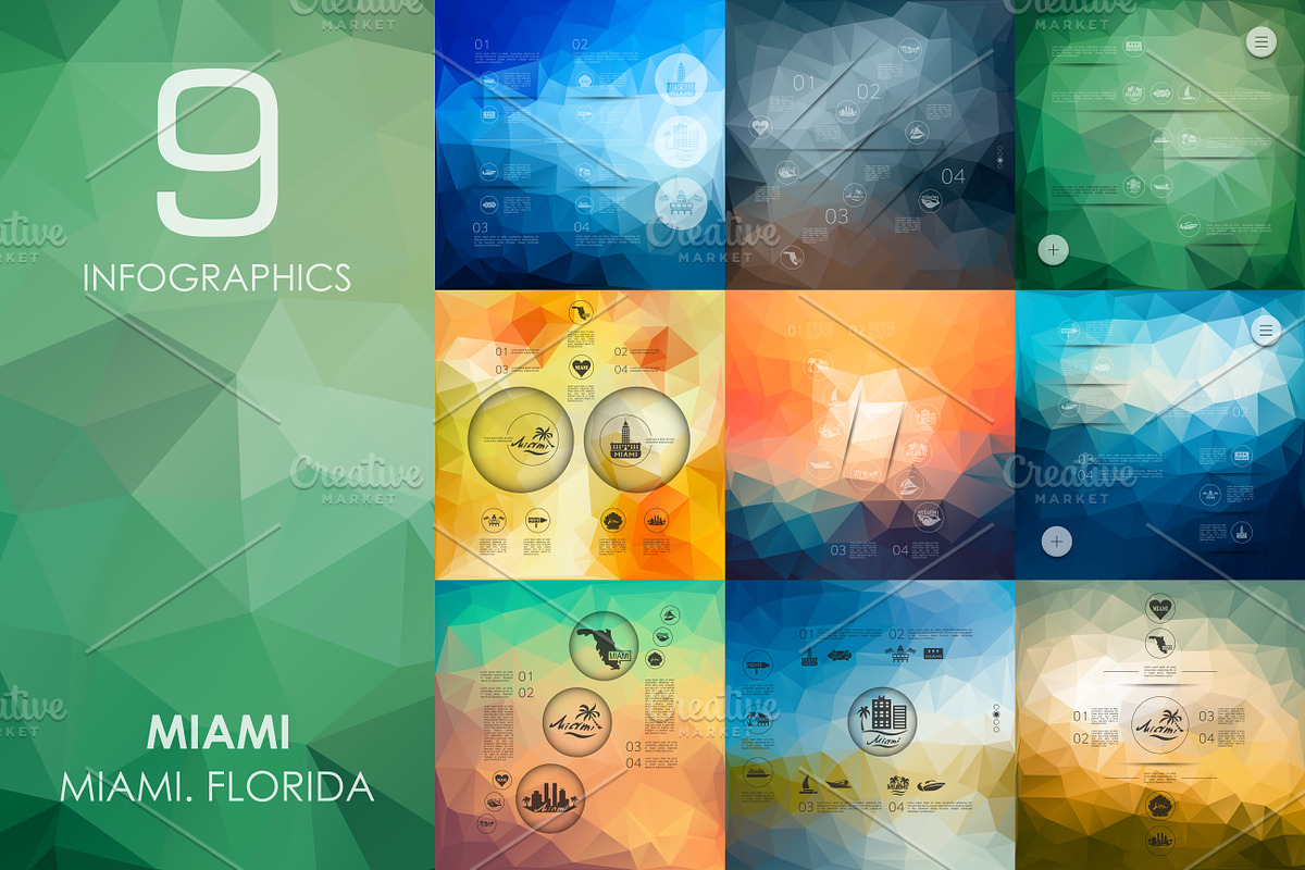 9 Miami infographics in Presentation Templates - product preview 8