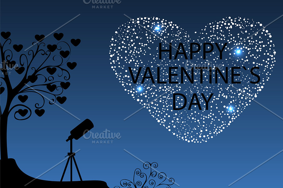Happy Valentines day starry sky in Illustrations - product preview 8