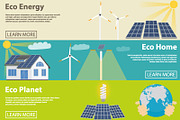 Eco energy horizontal banner set