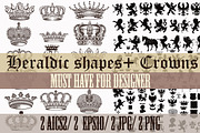 Big set of crowns and heraldic shape