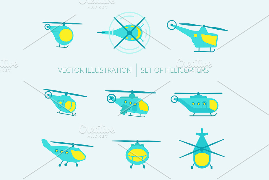 Nice set of helicopters in Illustrations - product preview 8