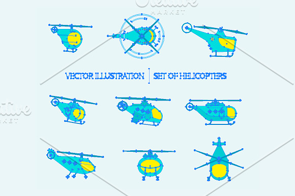 Nice set of helicopters in Illustrations - product preview 1