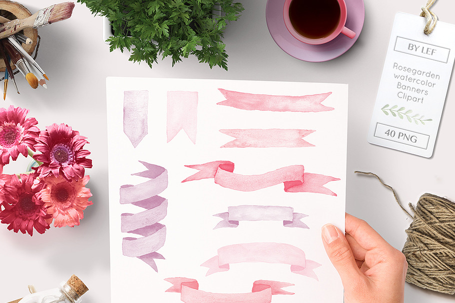 Watercolor Banners Ribbons Graphics in Objects - product preview 8