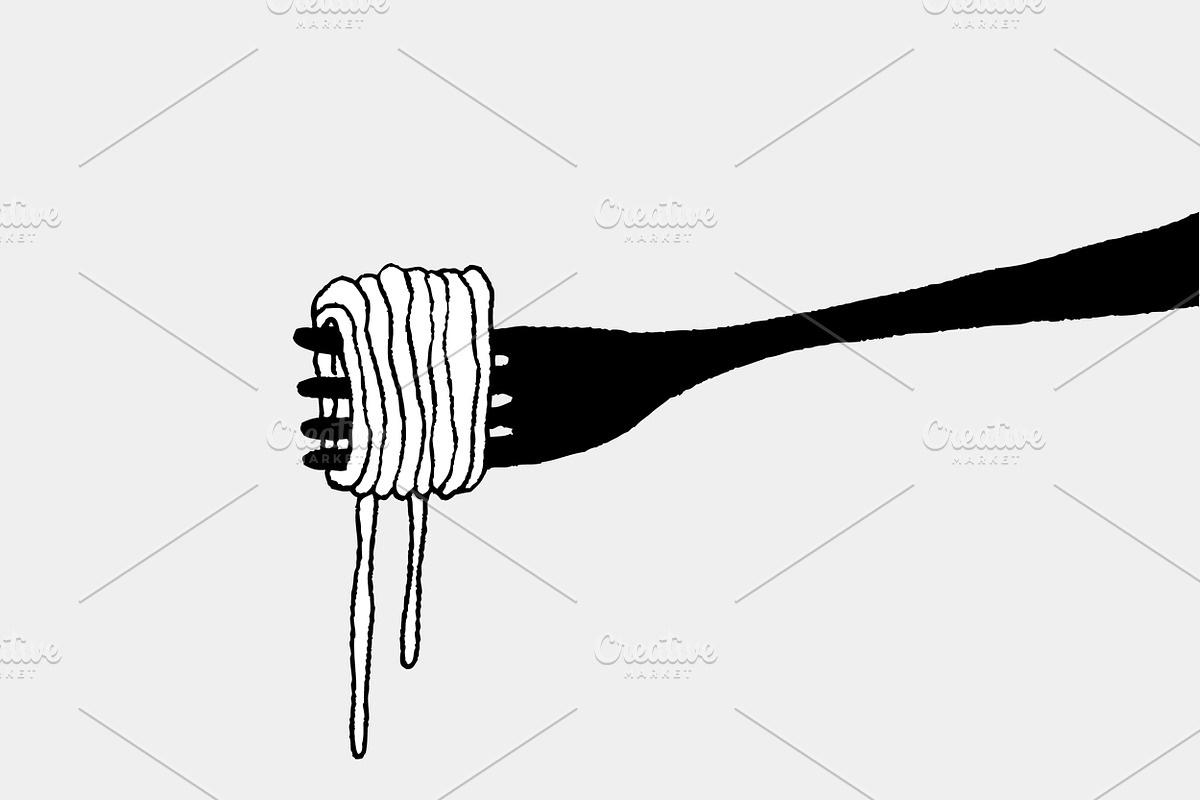 Spaghetti and fork silhouette in Graphics - product preview 8