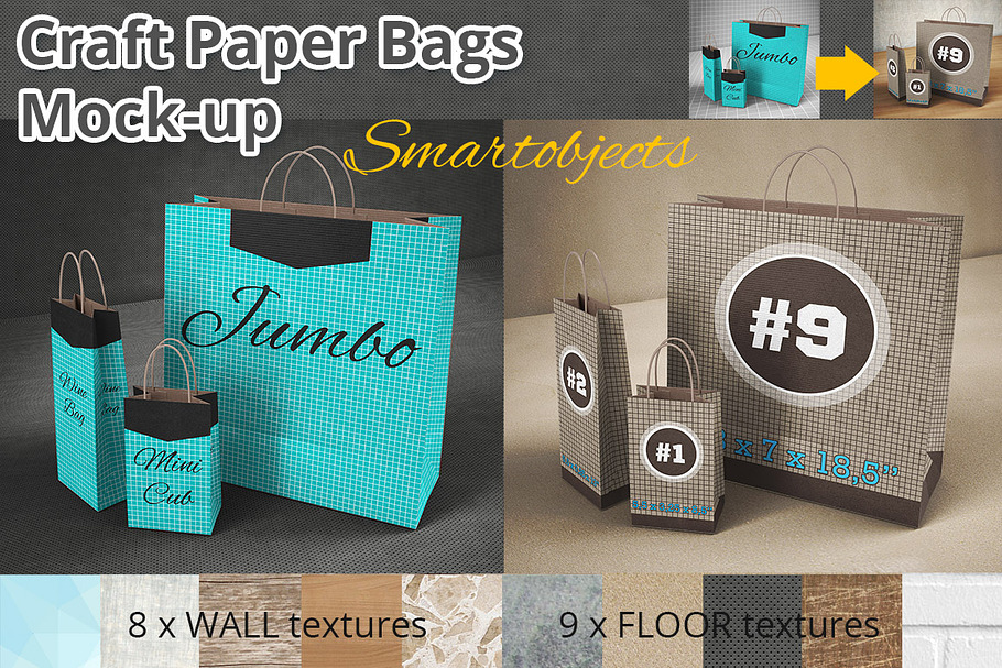 3 Shopping Paper Bags Mockup in Product Mockups - product preview 8