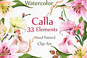 Watercolor floral clip art