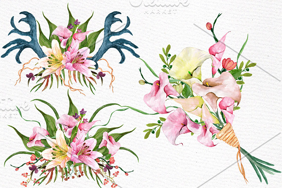 Watercolor floral clip art in Illustrations - product preview 2