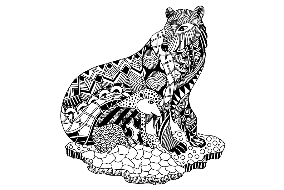 Polar Bear with Cub Drawing in Illustrations - product preview 8