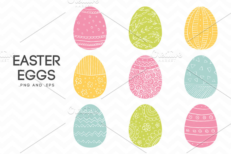 Hand Drawn Easter Eggs Vector