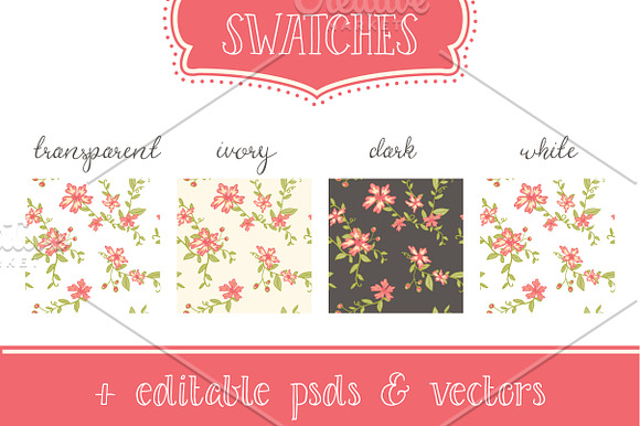 Seamless Vintage Floral Patterns in Patterns - product preview 1