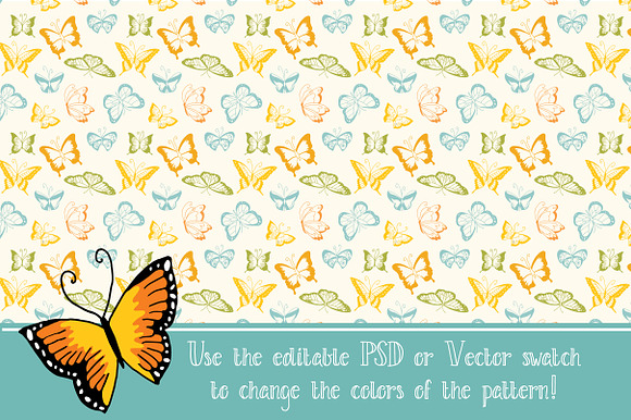 Seamless Butterfly Pattern - Vector in Patterns - product preview 2