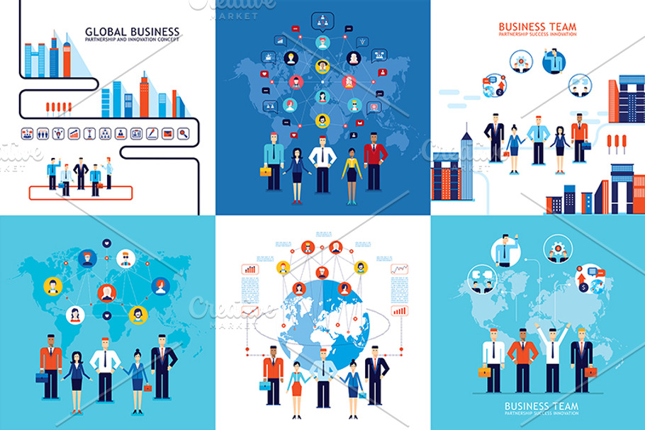 12 teamwork business banners set in Illustrations - product preview 8
